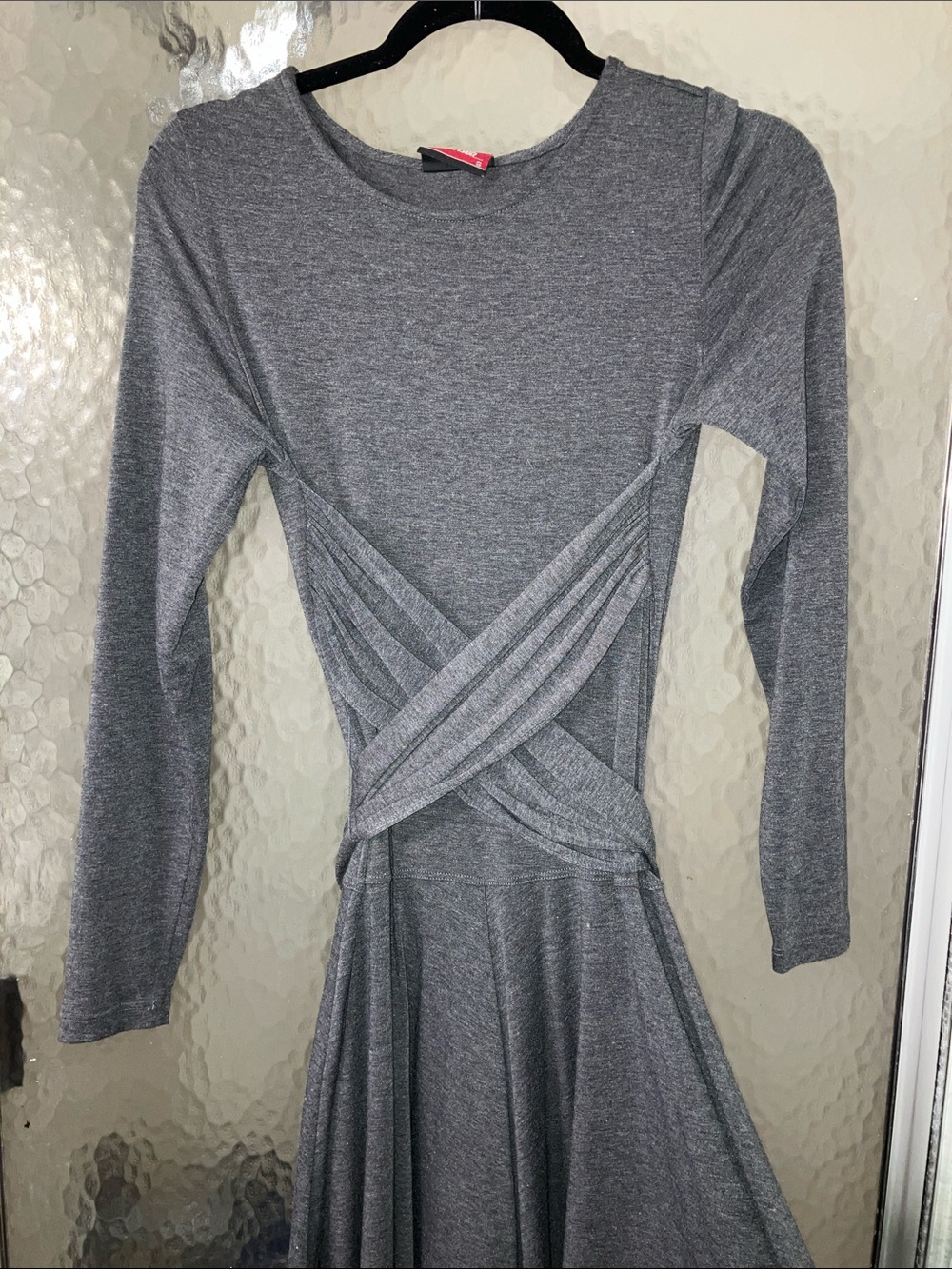 Vintage Barbara Lesser Heather Gray Long-Sleeve Dress with Circle Skirt & Wrap